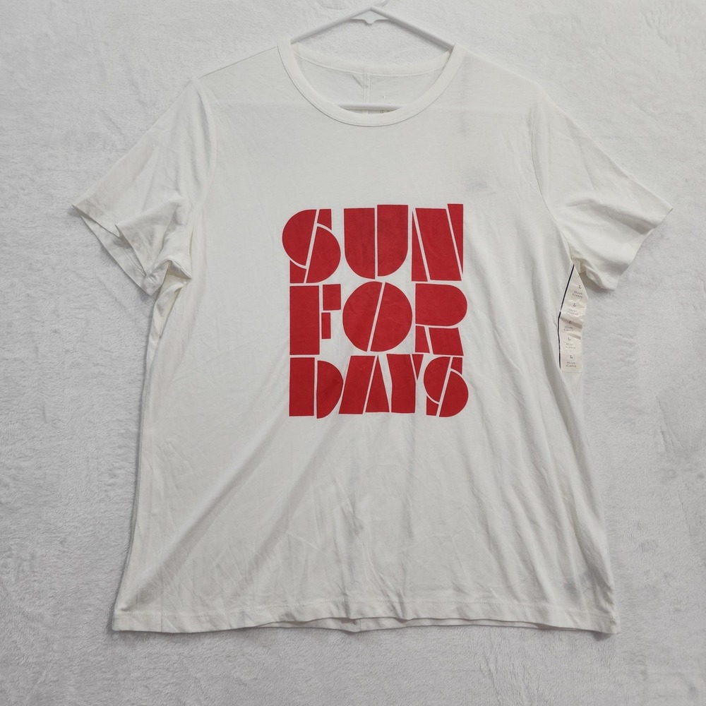 NEW A New Day Shirt Womens L‎ White Sun For Days Graphic Short Sleeve Tee Casual